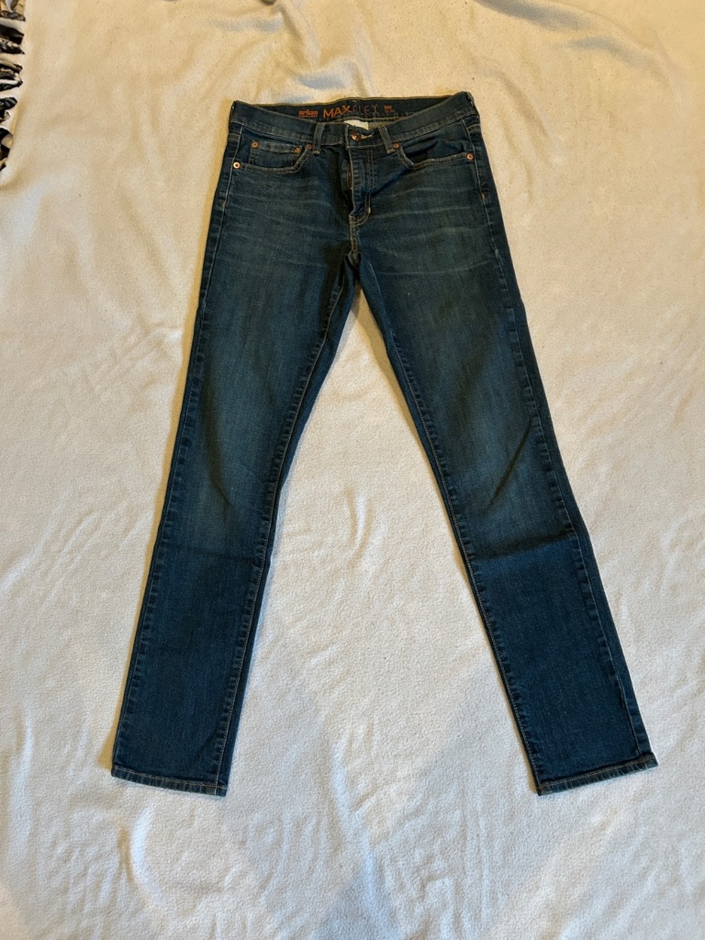 urban pipeline MAXFLEX Slim Jeans in Dark Blue with Orange Trim